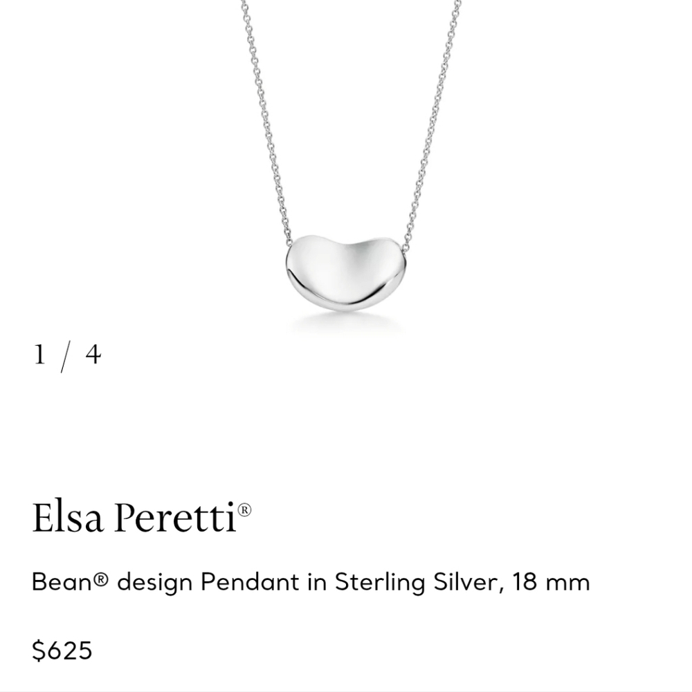 Tiffany & Co. Elsa Peretti Bean Necklace 18mm Large Sterling Silver 925 Pendant - Picture 2 of 7